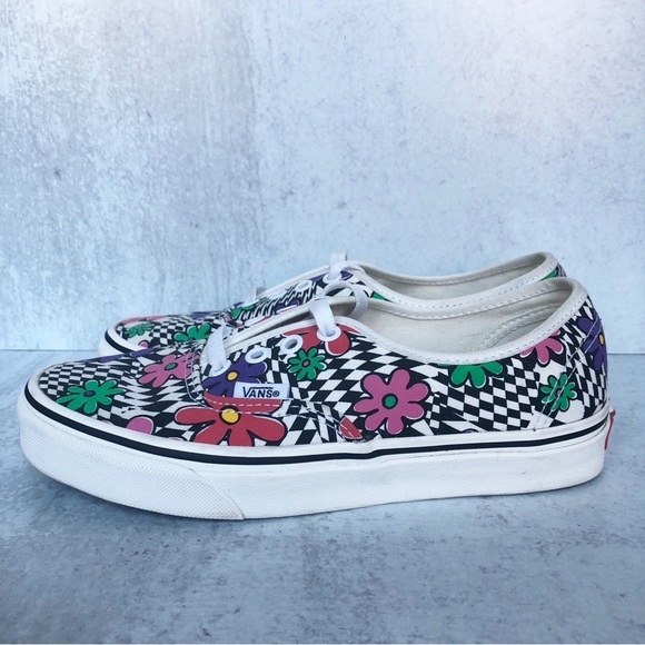Vans Off The Wall Floral Checkerboard Lace Up Unisex Shoes Size 7 - Picture 3 of 12
